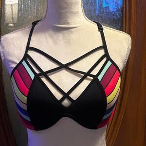 Medium PINK Victorias‎ secret multicolored Stripe Bright Colors